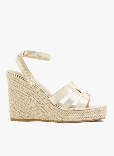 GLAMOROUS Gold Espadrille Wedge Heeled Sandals